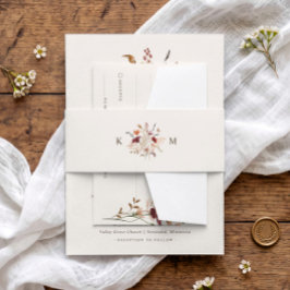 Cintas Para Invitaciones Boda boho elegante de flores silvestres en otoño