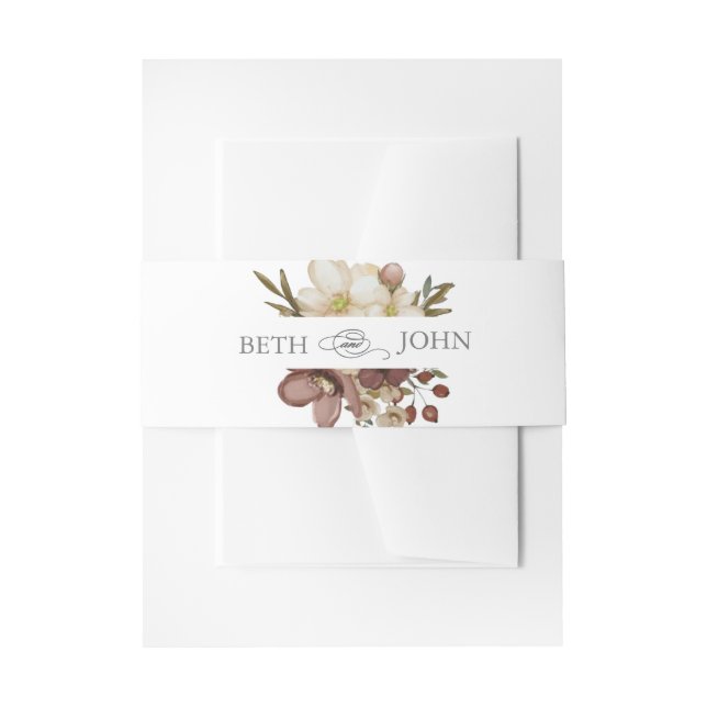 Cintas Para Invitaciones Boda Boho Neutral y Rosa con Acuarela  (Anverso Ejemplo)