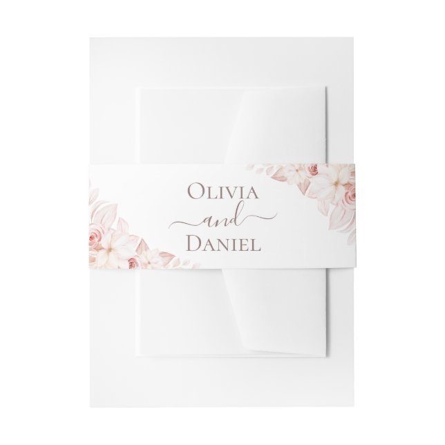 Cintas Para Invitaciones Boda Boho White and Pink Roses (Anverso Ejemplo)