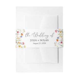 Cintas Para Invitaciones Boda Botánica de Pradera de Flores Silvestres con