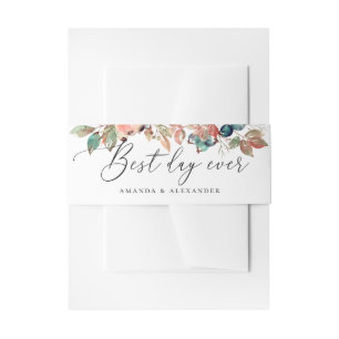 Cintas Para Invitaciones Boda Botánica Elegante   Follaje de Otoño y Bayas