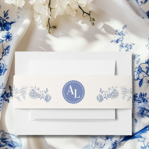 Cintas Para Invitaciones Boda Botánica Floral Chinoiserie Azul