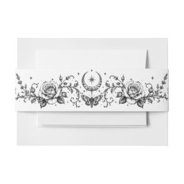 Cintas Para Invitaciones Boda Botánica Gótica en Blanco y Negro
