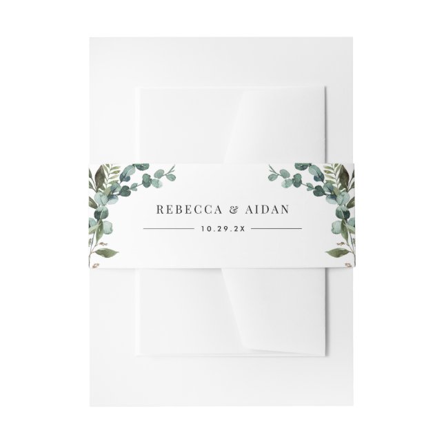 Cintas Para Invitaciones Boda Botánica Verde Elegante Rústica (Anverso Ejemplo)