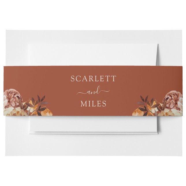 Cintas Para Invitaciones Boda Botánico de Acuarela de Caída de Cobre (Copper Fall Watercolor Botanicals Wedding Invitation Belly Band by Painted Paperie
)