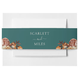 Cintas Para Invitaciones Boda Botánico de acuarela de otoño verde azulado