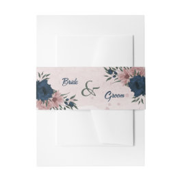 Cintas Para Invitaciones boda botánico de flores rosadas y marinas