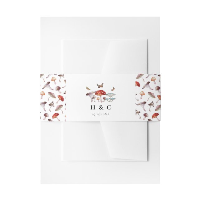 Cintas Para Invitaciones Boda Botánico de hongos (Anverso Ejemplo)