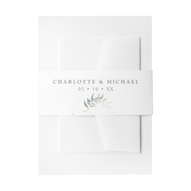 Cintas Para Invitaciones Boda botánico de la hoja de acuarela (Anverso Ejemplo)