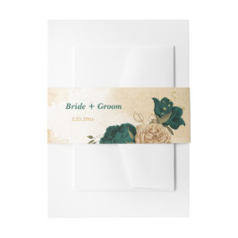 Cintas Para Invitaciones Boda botánico de oro beige verde esmeralda