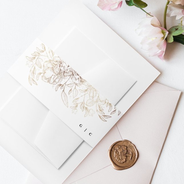 Cintas Para Invitaciones Boda botánico dibujado con mano blanca elegante (Subido por el creador)