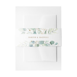 Cintas Para Invitaciones Boda Botánico Dorado y Verde