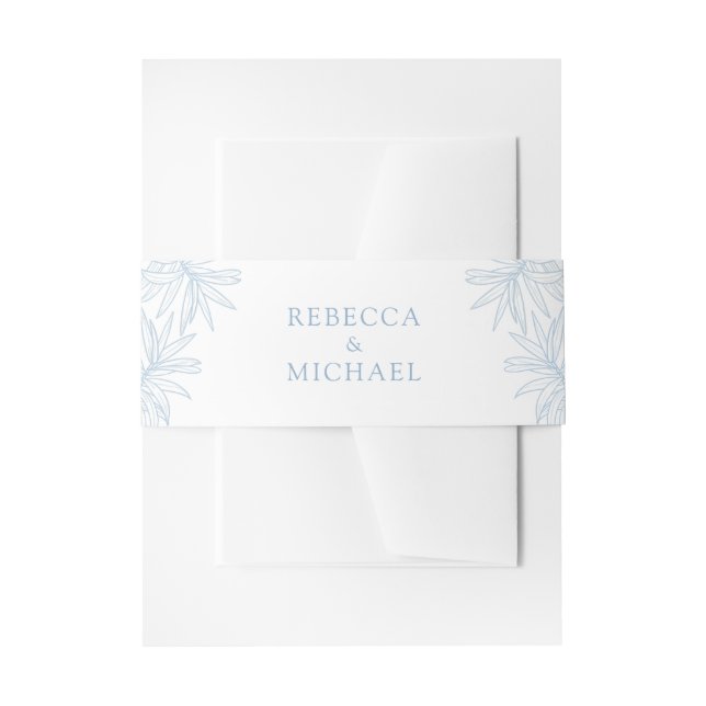 Cintas Para Invitaciones Boda Botánico Elegante y Azul Dusty (Anverso Ejemplo)
