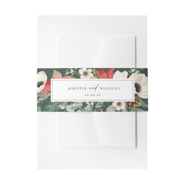 Cintas Para Invitaciones Boda Botánico Floral de Invierno (Anverso Ejemplo)