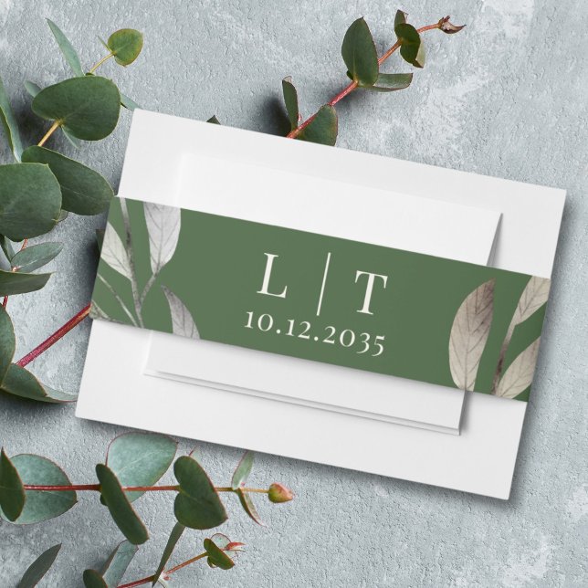 Cintas Para Invitaciones Boda Botánico Verde Oscuro (Subido por el creador)