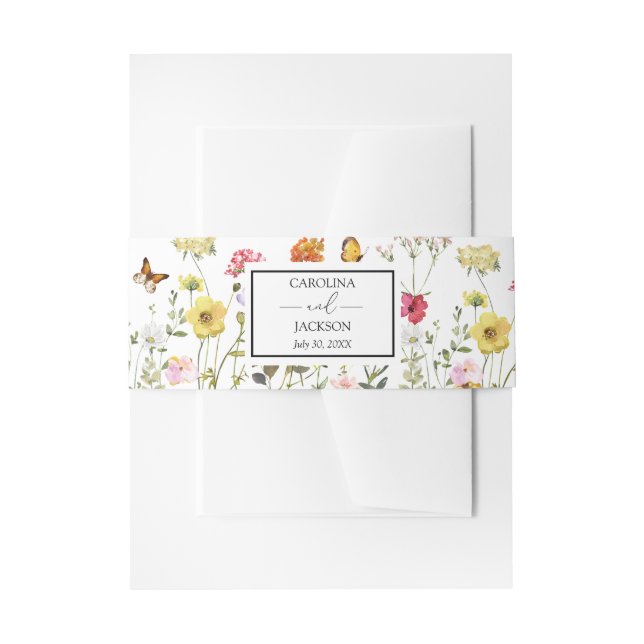 Cintas Para Invitaciones Boda Botánico Watercolor Wildflower Meadow (Anverso Ejemplo)