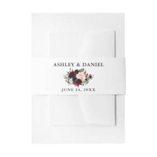 Cintas Para Invitaciones Boda Burgundy Blue Floral