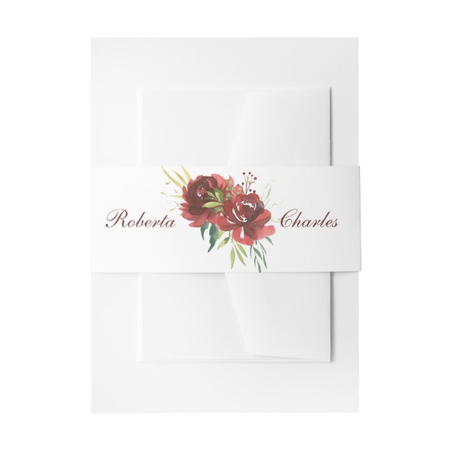 Cintas Para Invitaciones Boda Burgundy Rose Bouquet (Anverso Ejemplo)