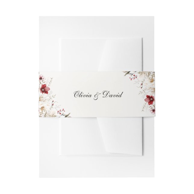 Cintas Para Invitaciones Boda Burgundy Winter Elegance (Anverso Ejemplo)