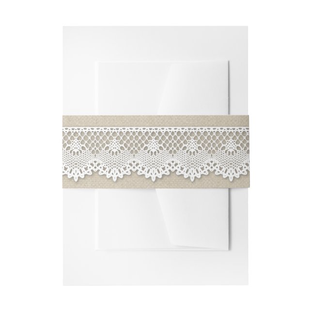 Cintas Para Invitaciones Boda Burlap y Lace (Anverso Ejemplo)