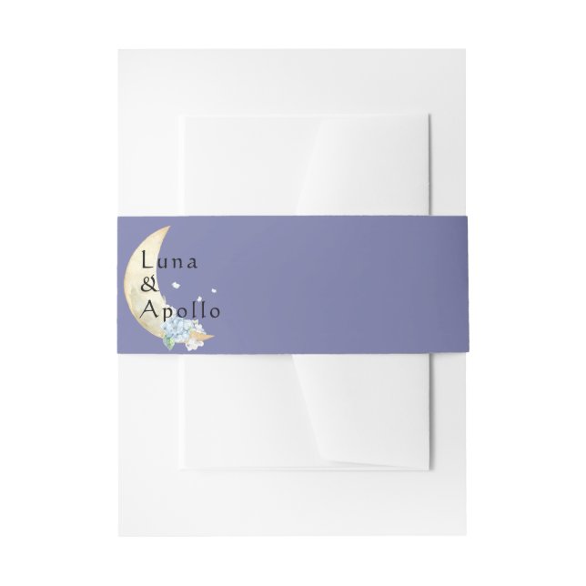 Cintas Para Invitaciones Boda caprichosa luna morado oscuro (Anverso Ejemplo)