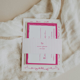 Cintas Para Invitaciones Boda caprichoso de cardíacas rosadas