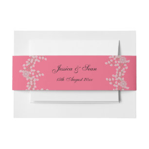 Cintas Para Invitaciones Boda Chic Pink Floral y Perlas