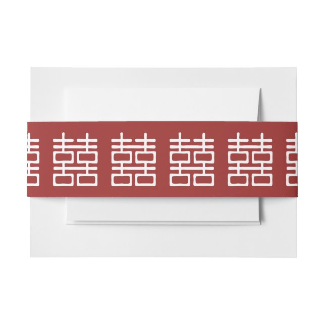 Cintas Para Invitaciones Boda chino de doble felicidad (Anverso Ejemplo)