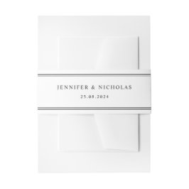 Cintas Para Invitaciones Boda Clásica Elegante en Blanco y Negro
