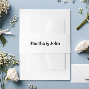 Cintas Para Invitaciones Boda Clásica Elegante en Blanco y Negro