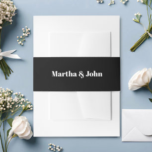 Cintas Para Invitaciones Boda Clásica Elegante en Blanco y Negro