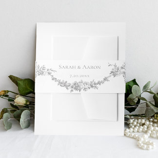 Cintas Para Invitaciones Boda Clásica Francesa con Guirnalda de Rosas Ornam
