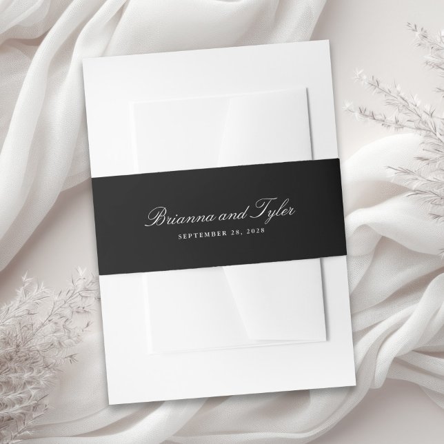 Cintas Para Invitaciones Boda clásico de escritura simple y negra elegante (Subido por el creador)