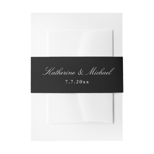 Cintas Para Invitaciones Boda clásico elegante de escritura negra (Anverso Ejemplo)