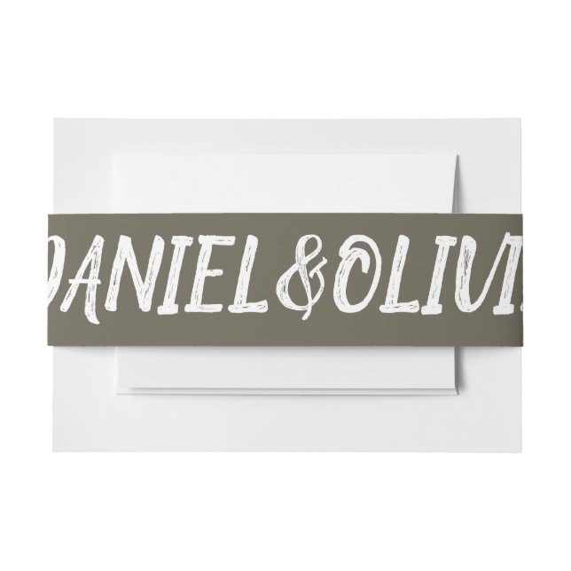 Cintas Para Invitaciones Boda clásico marrón (Anverso Ejemplo)