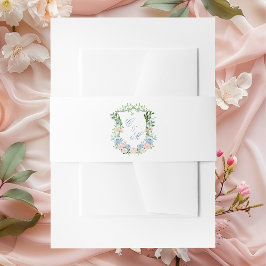 Cintas Para Invitaciones Boda con Cresta Floral Azul Polvoriento