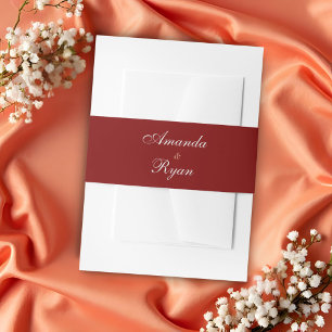 Cintas Para Invitaciones Boda con guión rojo elegante