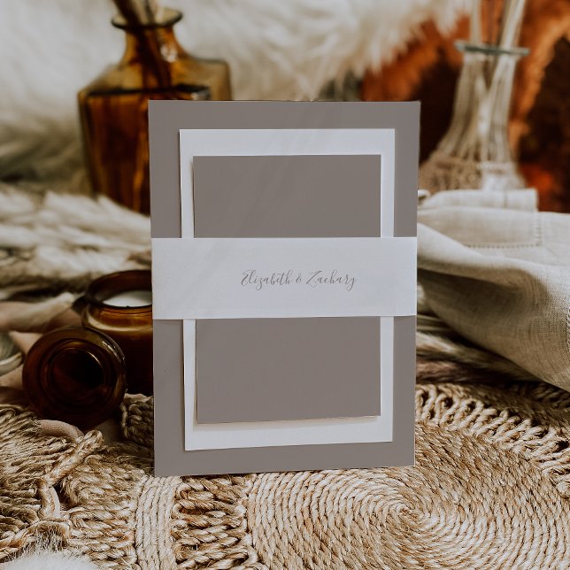 Cintas Para Invitaciones Boda con letra Script Taupe Moderna (Subido por el creador)