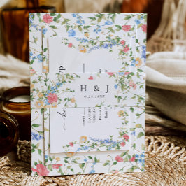 Cintas Para Invitaciones Boda con Monograma de Flor Silvestre