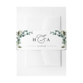 Cintas Para Invitaciones Boda con monograma de vegetación rústica