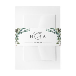 Cintas Para Invitaciones Boda con monograma de vegetación rústica