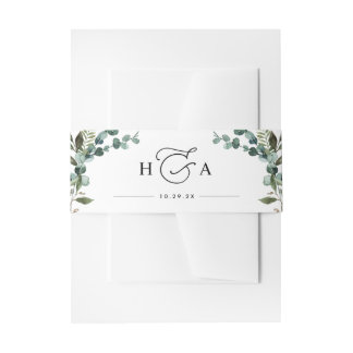 Cintas Para Invitaciones Boda con monograma de vegetación rústica