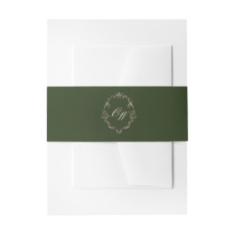 Cintas Para Invitaciones Boda con Monograma en Verde Oliva Elegante