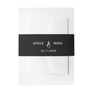 Cintas Para Invitaciones Boda con Monograma Moderno en Blanco y Negro