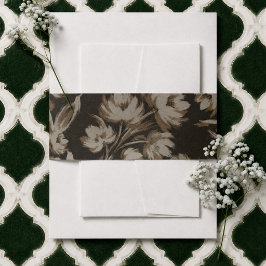 Cintas Para Invitaciones Boda con patrón floral marrón rústico