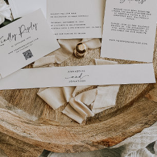 Cintas Para Invitaciones Boda contemporáneo minimalista de color crema mode