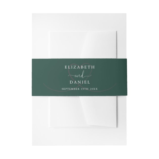 Cintas Para Invitaciones Boda corazón elegante esmeralda verde (Anverso Ejemplo)