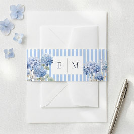 Cintas Para Invitaciones Boda Costera con Hortensias Azules