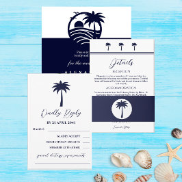 Cintas Para Invitaciones Boda costero de la Marina y la Palmera Blanca