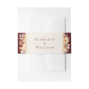 Cintas Para Invitaciones Boda Crema Burgundy Floral Otoño